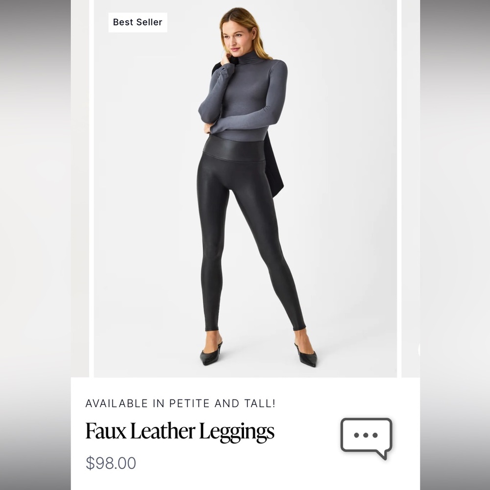 SPANX Faux Leather Leggings - Size Small
